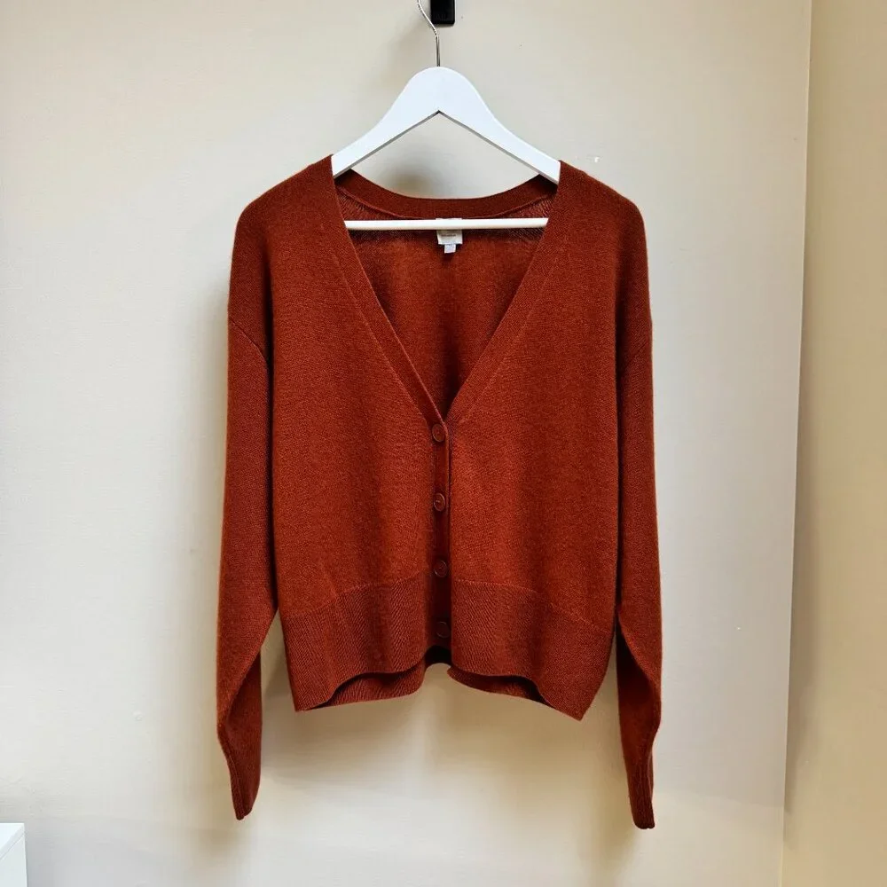 Anthropologie Nouveaux Boxy Cashmere Cardigan – Rust Orange - Picture 4 of 9